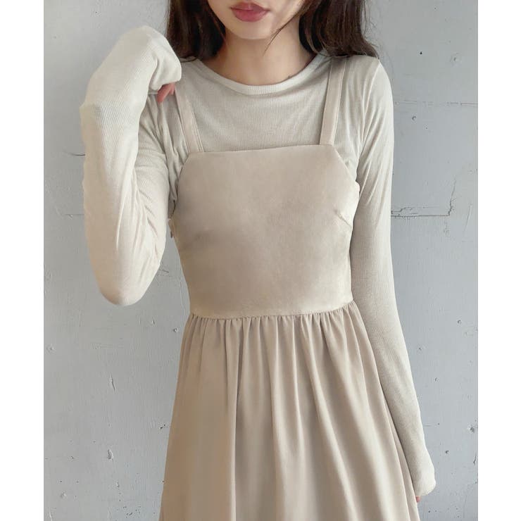 ベロアドッキングキャミワンピース[品番：AMTW0011432]｜LAUIR