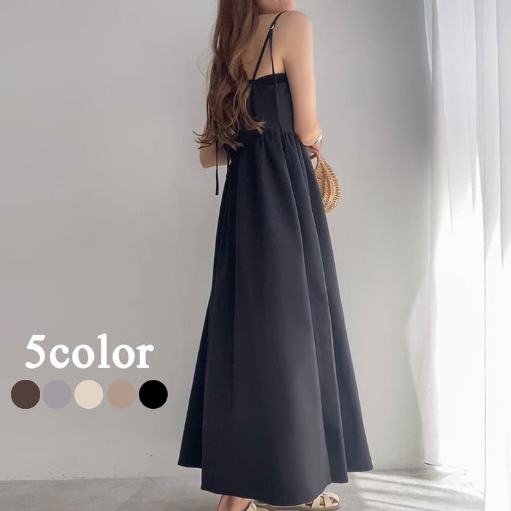 FILLOU バックリボンフレアキャミワンピース[品番：AMTW0009042