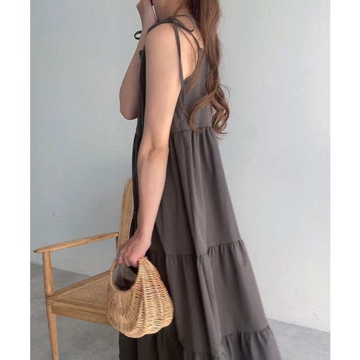 FILLOU ショルダーリボンティアードキャミワンピース[品番