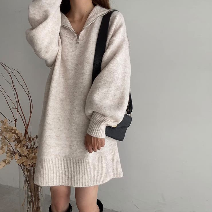 FILLOU ハーフジップニットワンピース[品番：AMTW0009288]｜JUNOAH