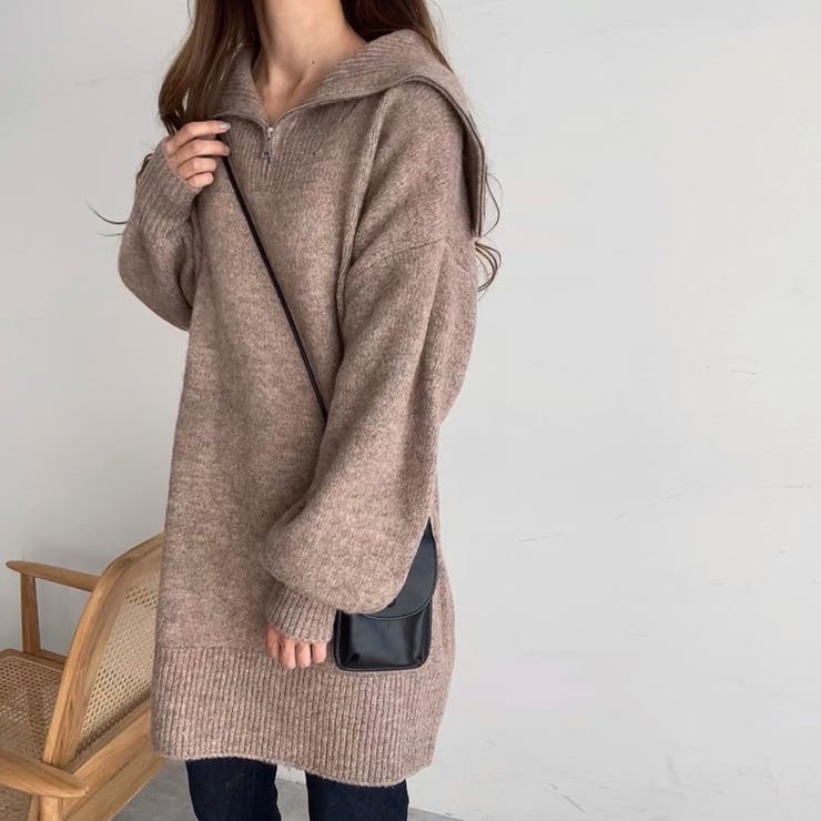 FILLOU ハーフジップニットワンピース[品番：AMTW0009288]｜JUNOAH