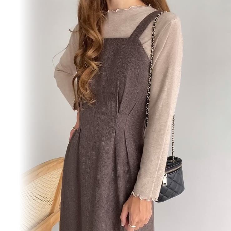 FILLOU スクエアネックヘリンボーンワンピース[品番：AMTW0009900