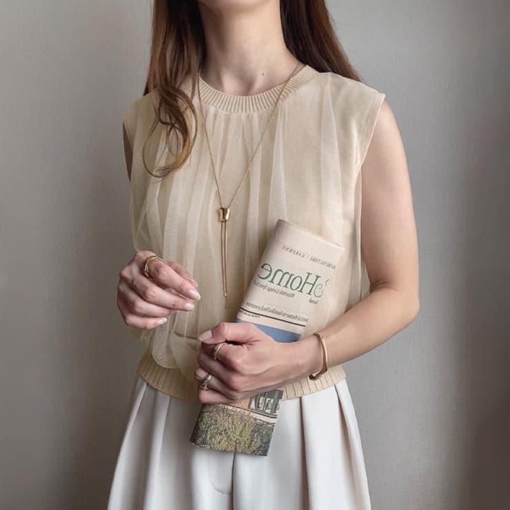 FILLOU チュールドッキングノースリーブニット[品番