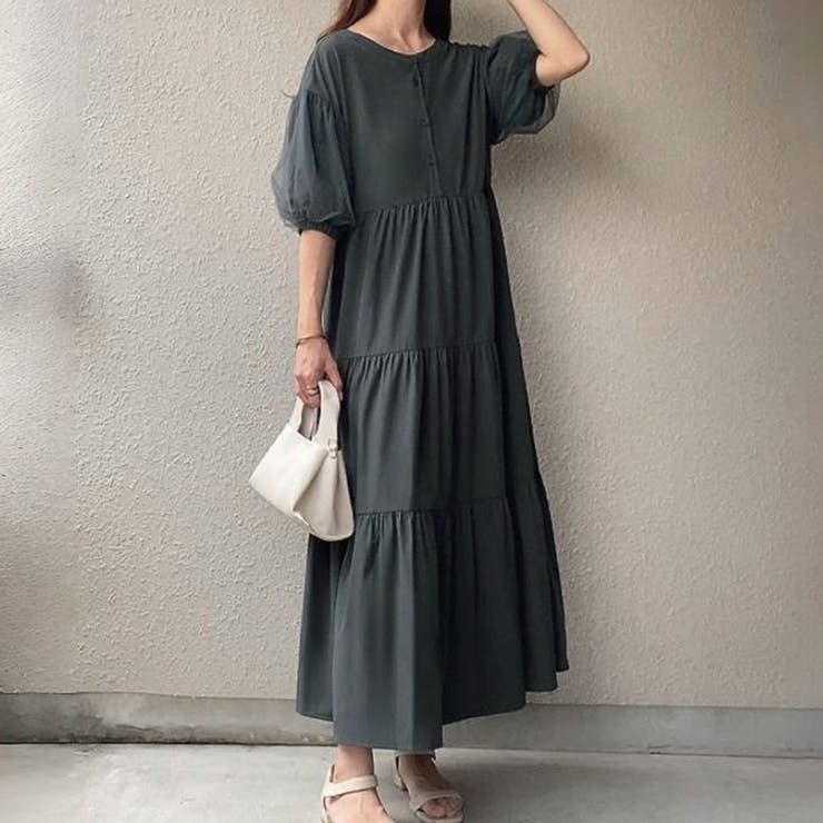 FILLOU チュールレイヤードティアードワンピース[品番