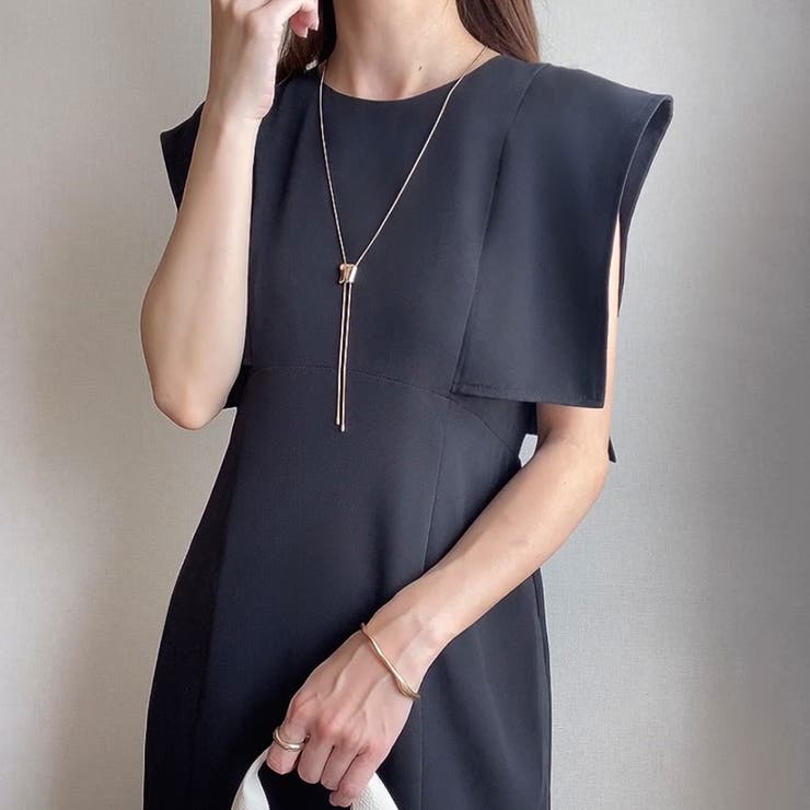 ブラック | FILLOU スクエアスリーブタイトワンピース【ペチスカートセット】 | JUNOAH