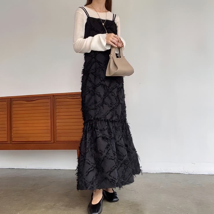 FILLOU ジャガード裾フレアキャミワンピース[品番：AMTW0011208