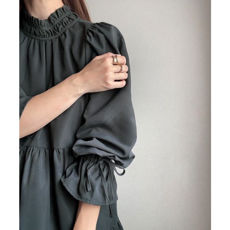 FILLOU フリルカラーフレアワンピース | JUNOAH | 詳細画像10 