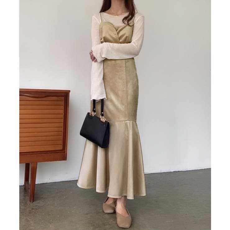 アイボリー | FILLOU フロントデザインぺロアキャミワンピース | JUNOAH