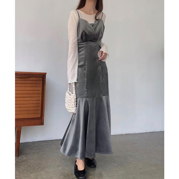 グレー | FILLOU フロントデザインぺロアキャミワンピース | JUNOAH