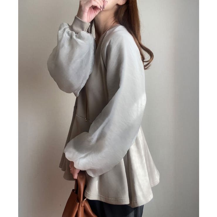 FILLOU シアスリーブペプラムトップス [品番:AMTW0011768 FILLOU シアスリーブペプラムトップス [品番:AMTW0011768