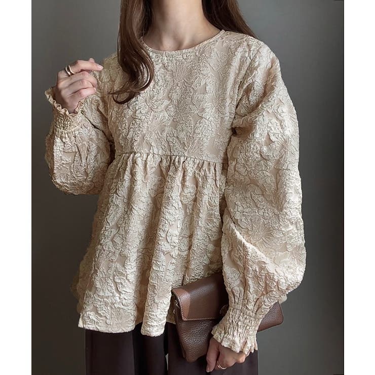 FILLOU フラワージャガードペプラムトップス[品番：AMTW0011655