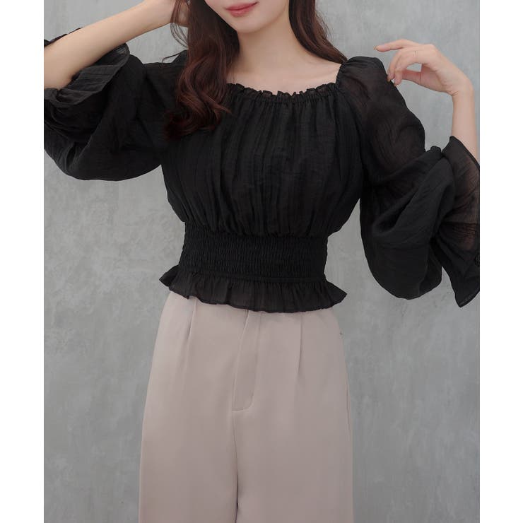 CENEA 2way袖リボンスクエアネックブラウス | JUNOAH | 詳細画像10 