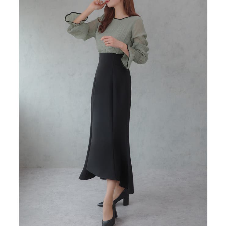 CENEA バイカラーキャンディースリーブシアーブラウス | JUNOAH | 詳細画像15 