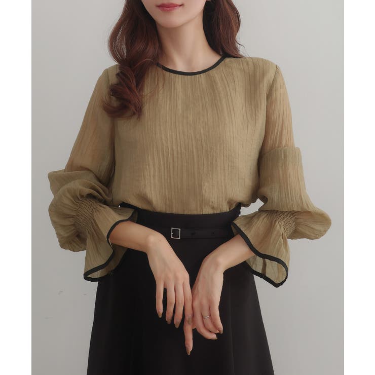 CENEA バイカラーキャンディースリーブシアーブラウス | JUNOAH | 詳細画像16 