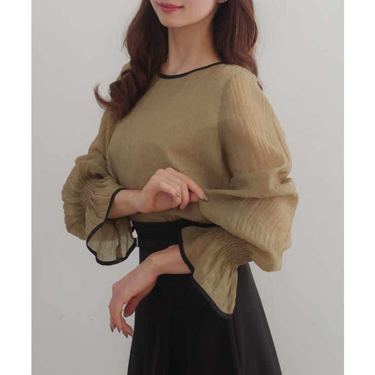 CENEA バイカラーキャンディースリーブシアーブラウス | JUNOAH | 詳細画像17 