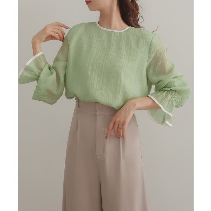 CENEA バイカラーキャンディースリーブシアーブラウス | JUNOAH | 詳細画像20 