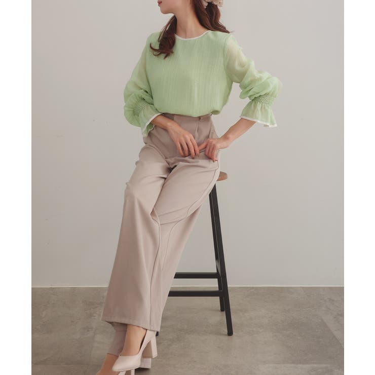 CENEA バイカラーキャンディースリーブシアーブラウス | JUNOAH | 詳細画像22 