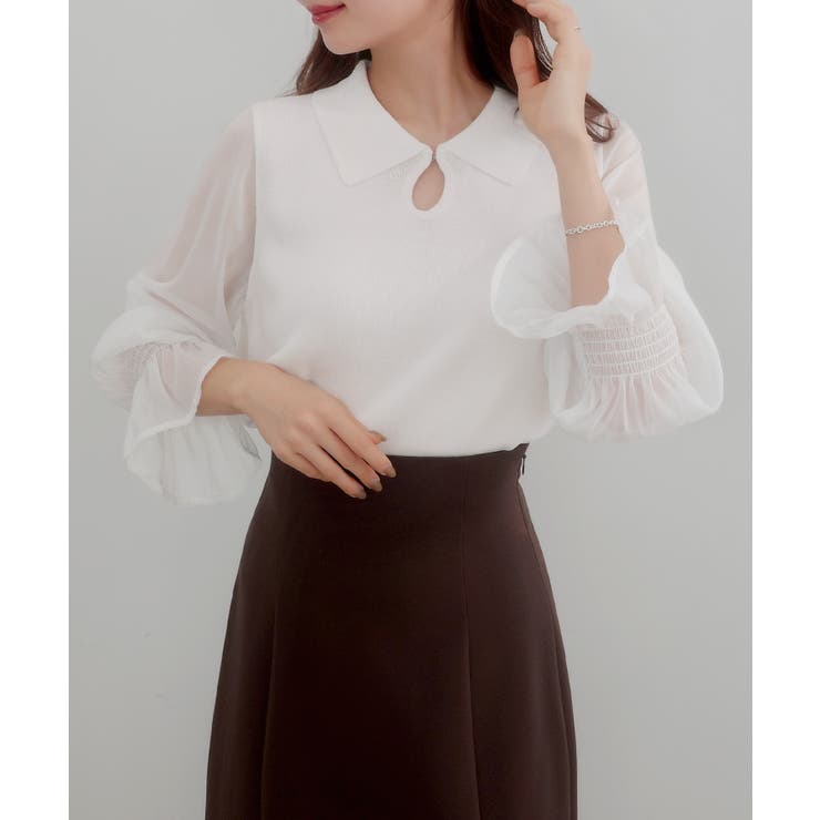 CENEA シアーキャンディースリーブニット | JUNOAH | 詳細画像1 