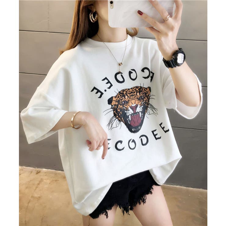 プリントビッグTシャツ 韓国ファッション 春[品番：AMTW0001360