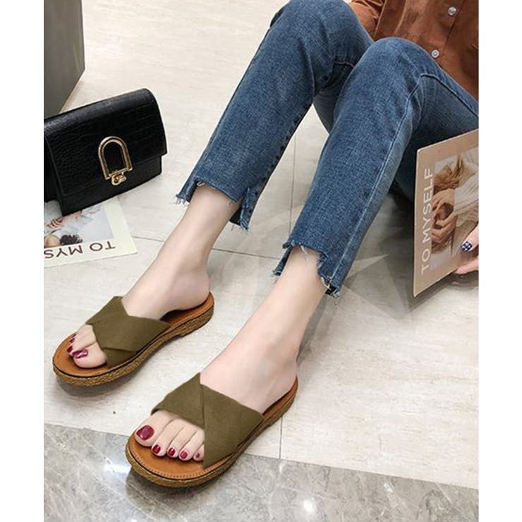 ブラウン | ぺたんこサンダル サンダル 韓国ファッション | JUNOAH