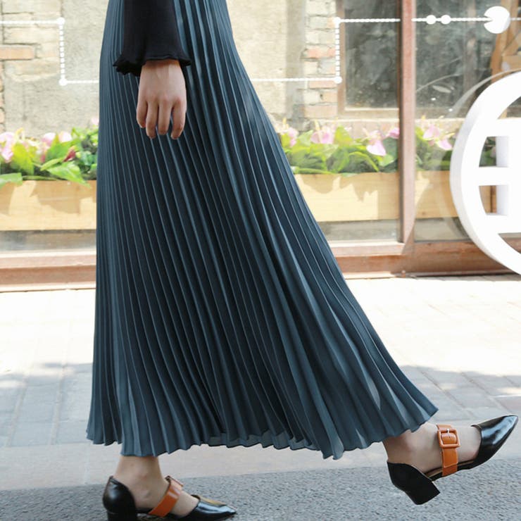 プリーツロングスカート スカート プリーツ 韓国ファッション
