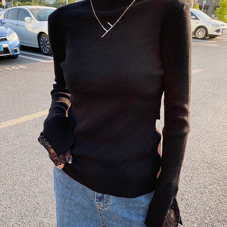 袖レースハイネックリブニットトップス 韓国ファッション 品番 Amtw Amour Box アムールボックス のレディースファッション 通販 Shoplist ショップリスト