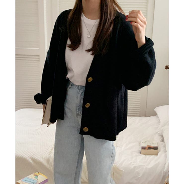 美品organic zooカーディガンボトムスミッドナイト