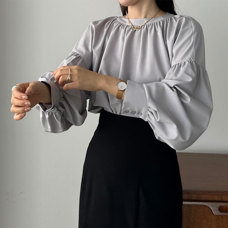 Louere スタンドカラーギャザーブラウス | Louere | 詳細画像21 