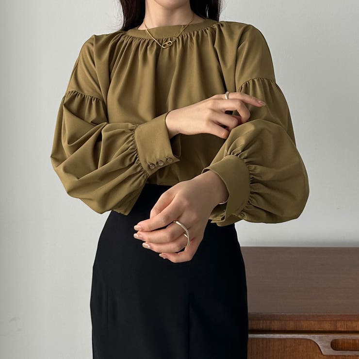 Louere スタンドカラーギャザーブラウス | Louere | 詳細画像25 