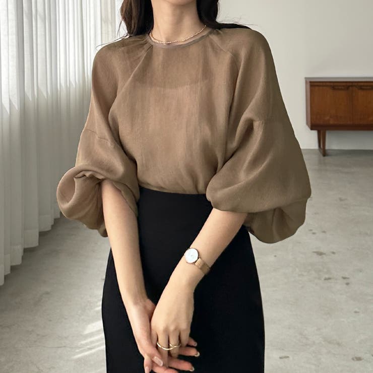 モカ | Louere ラグランボリュームスリーブシアートップス | Louere