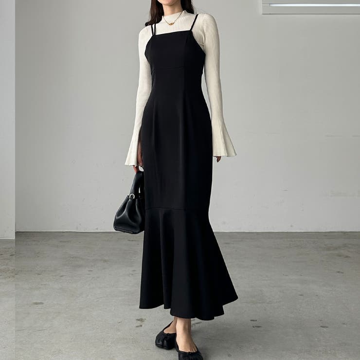 Louere アシメストラップマーメイドキャミワンピース[品番