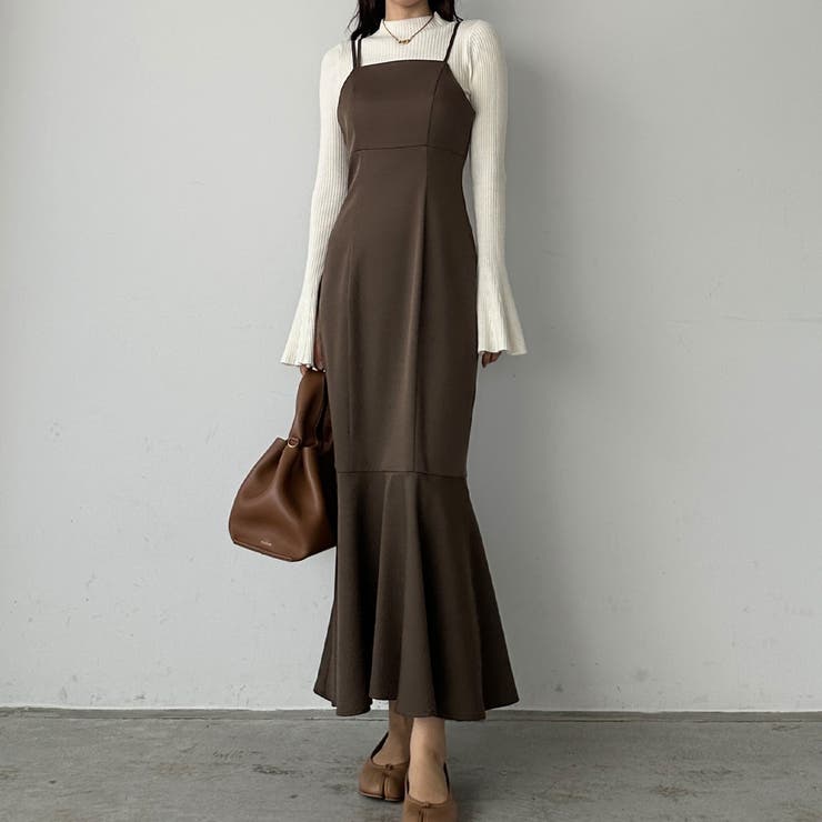 Louere アシメストラップマーメイドキャミワンピース[品番