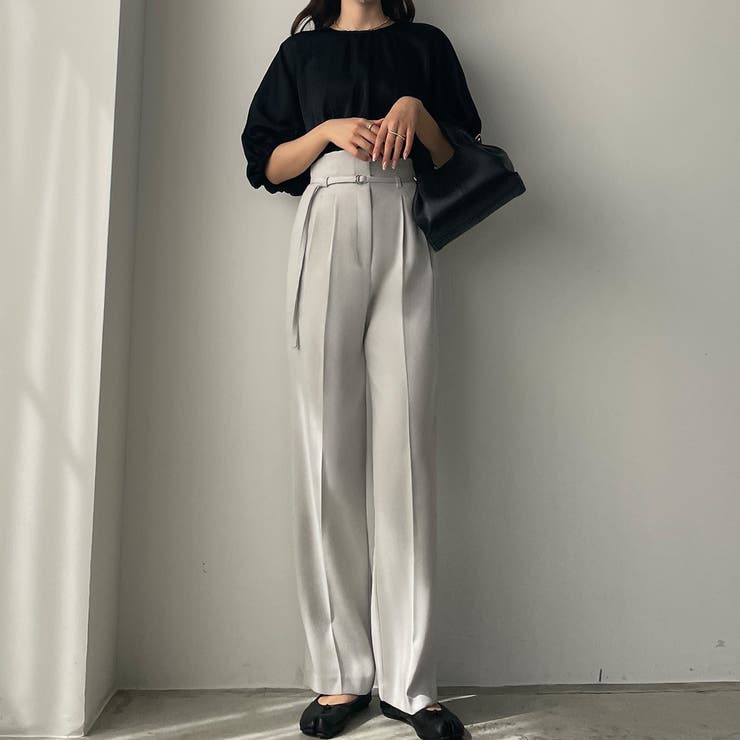 Louere ベルト付きアシンメトリーハイウエストパンツ | Louere | 詳細画像24 