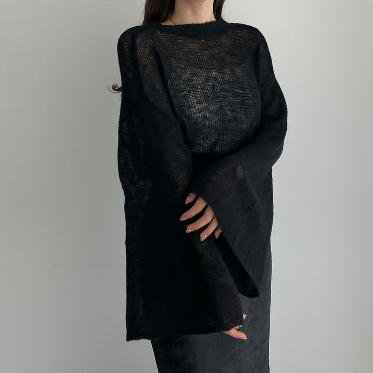 Louere フラッフィーフレアスリーブニット[品番：AMTW0009289]｜Louere