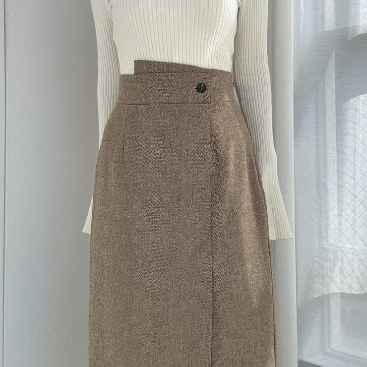 Louere ヘリンボーンタイトラップ風スカート[品番：AMTW0009236