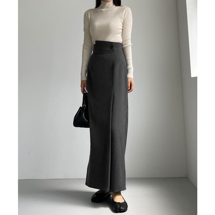 Louere 裏起毛ヘリンボーンタイトラップ風スカート | Louere | 詳細画像10 