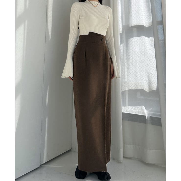 Louere 裏起毛ヘリンボーンタイトラップ風スカート | Louere | 詳細画像17 