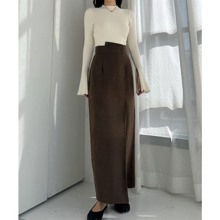 Louere 裏起毛ヘリンボーンタイトラップ風スカート | Louere | 詳細画像18 