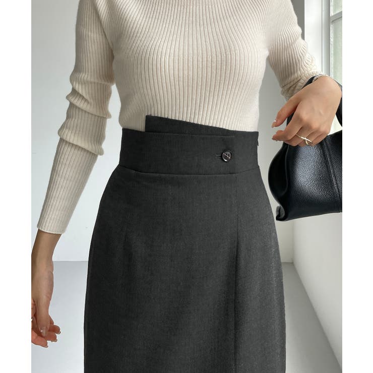 Louere 裏起毛ヘリンボーンタイトラップ風スカート | Louere | 詳細画像2 