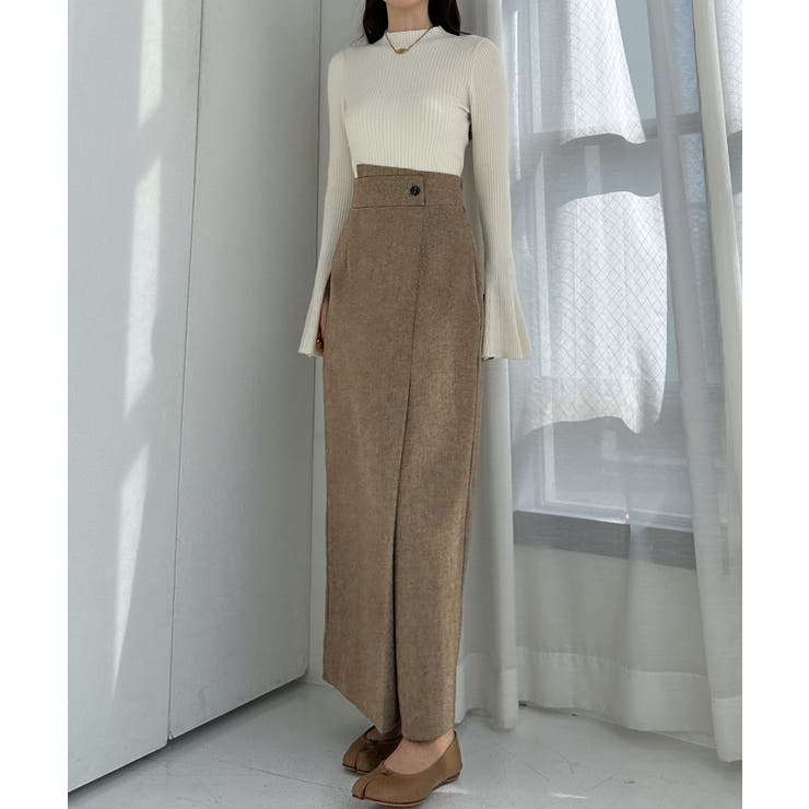 Louere 裏起毛ヘリンボーンタイトラップ風スカート | Louere | 詳細画像23 