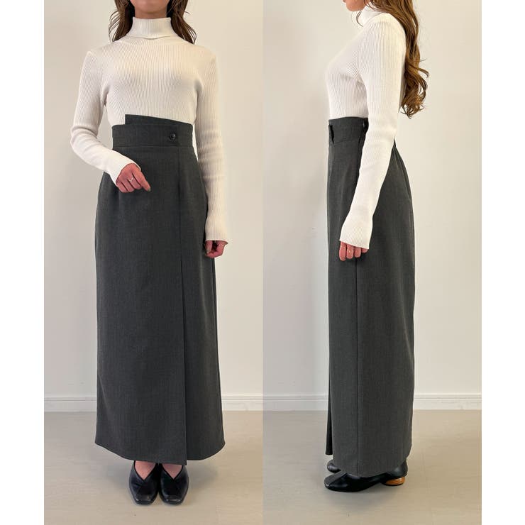 Louere 裏起毛ヘリンボーンタイトラップ風スカート | Louere | 詳細画像24 