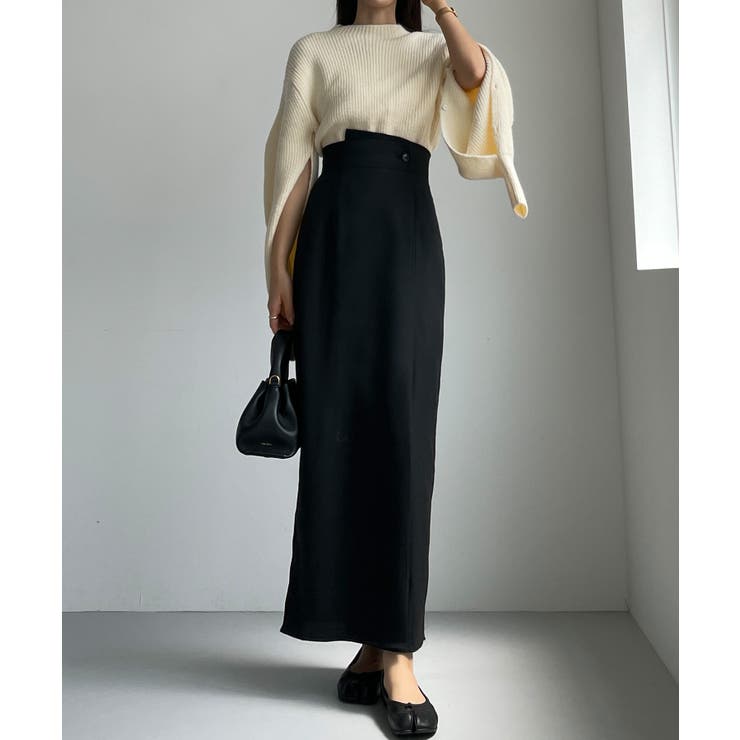 Louere 裏起毛ヘリンボーンタイトラップ風スカート | Louere | 詳細画像1 