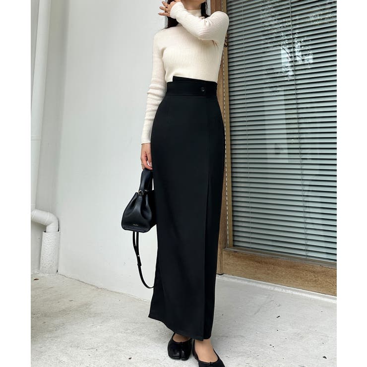 Louere 裏起毛ヘリンボーンタイトラップ風スカート | Louere | 詳細画像7 