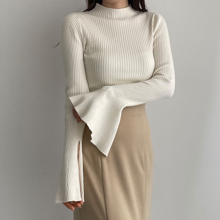 Louere フレアスリットスリーブハイネックリブニット | Louere | 詳細画像3 