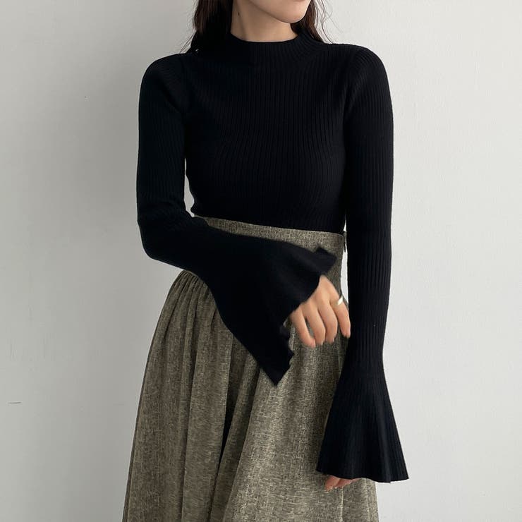 Louere フレアスリットスリーブハイネックリブニット | Louere | 詳細画像7 