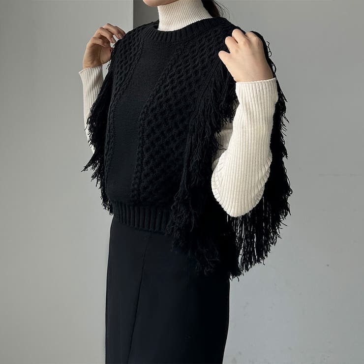 Louere フリンジニットベスト | Louere | 詳細画像9 