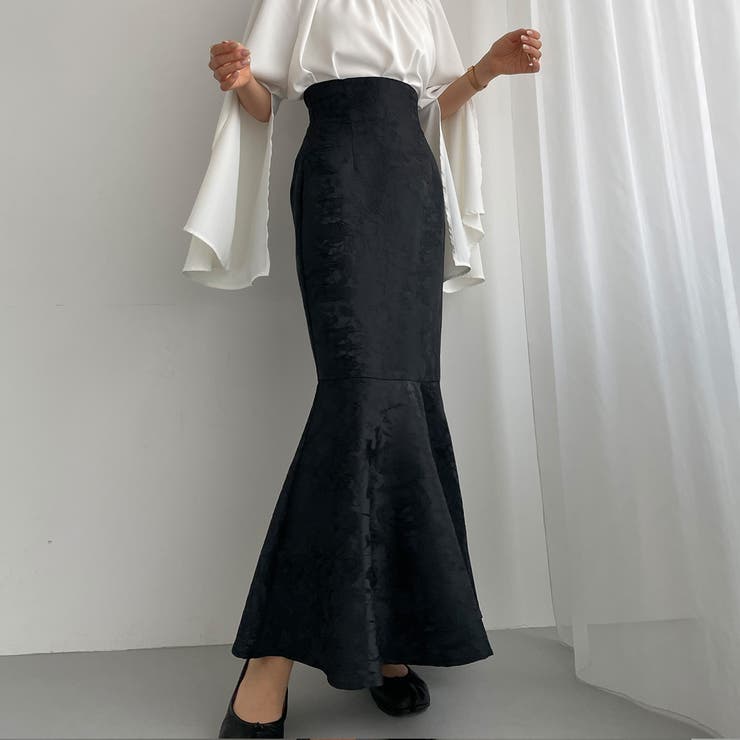 Louere フラワージャガードハイウエストマーメイドスカート[品番