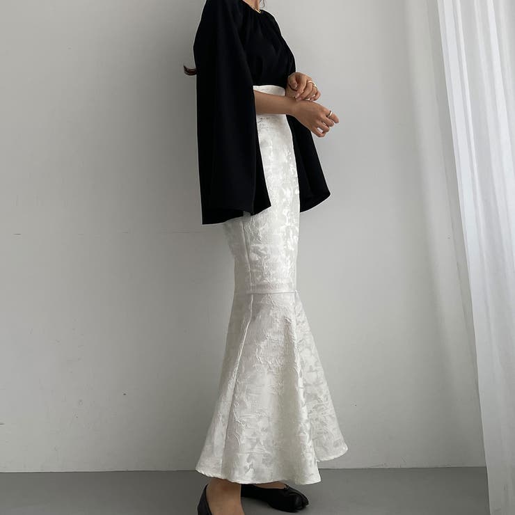 Louere フラワージャガードハイウエストマーメイドスカート[品番