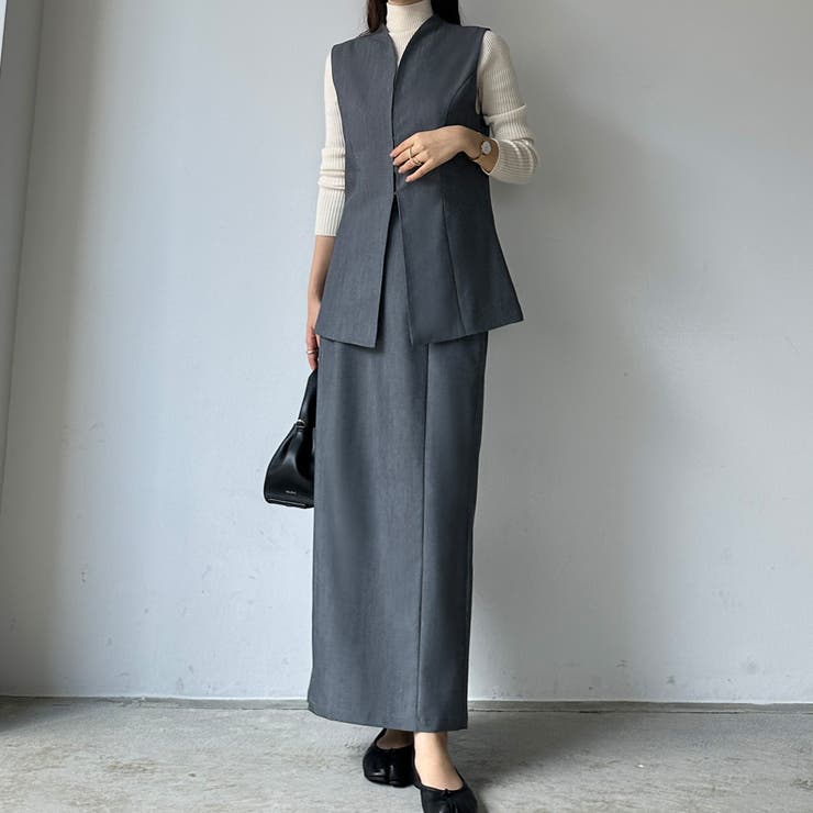 Louere ベスト＋ハイウエストペンシルスカートセットアップ | Louere | 詳細画像11 
