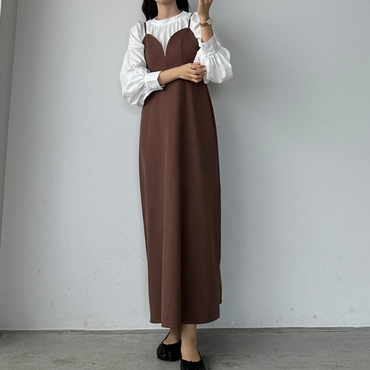 Louere ピーチスキンビスチェキャミワンピース[品番